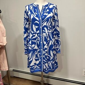 LOFT Blue and White Floral Dress